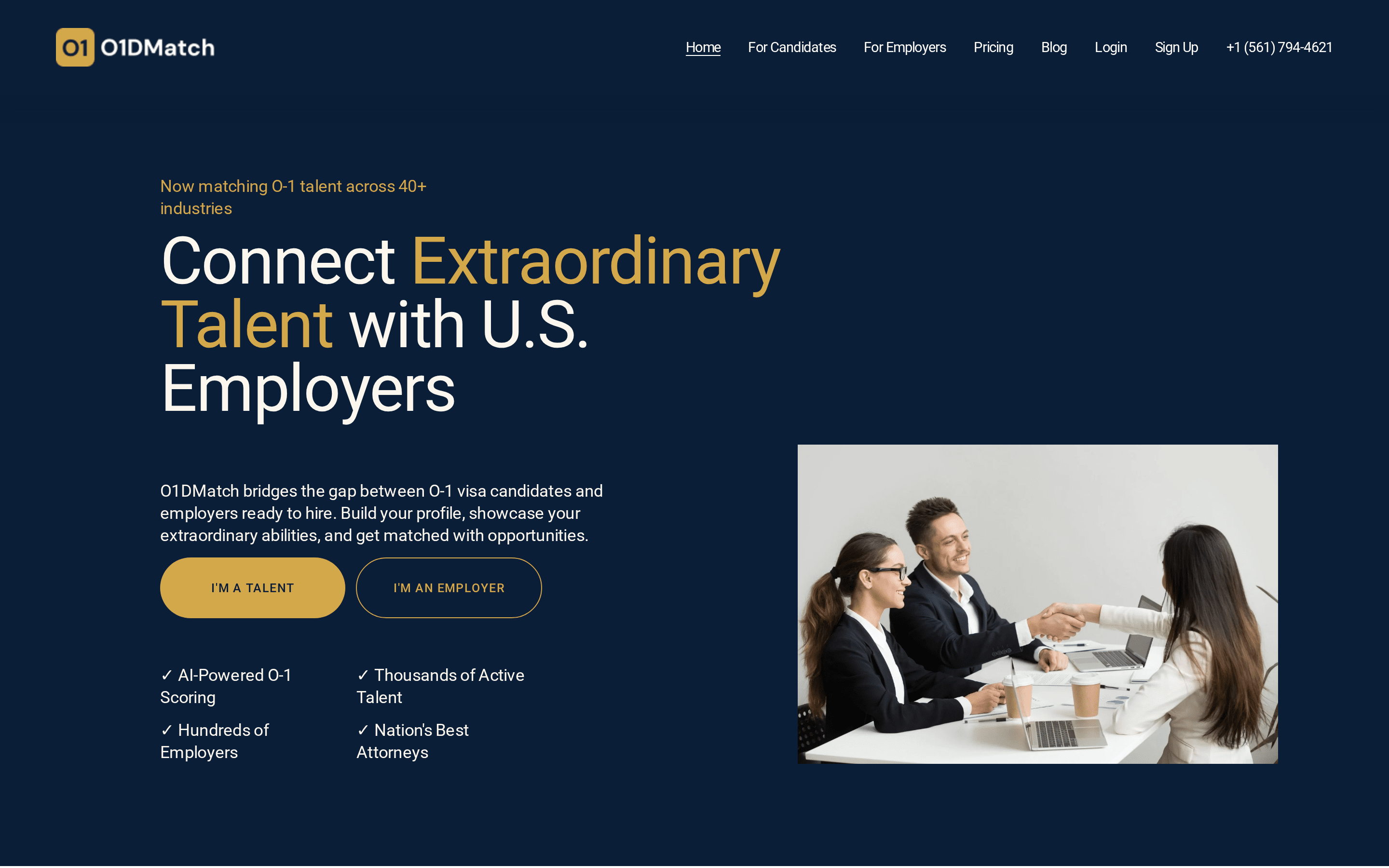 O1DMatch platform homepage
